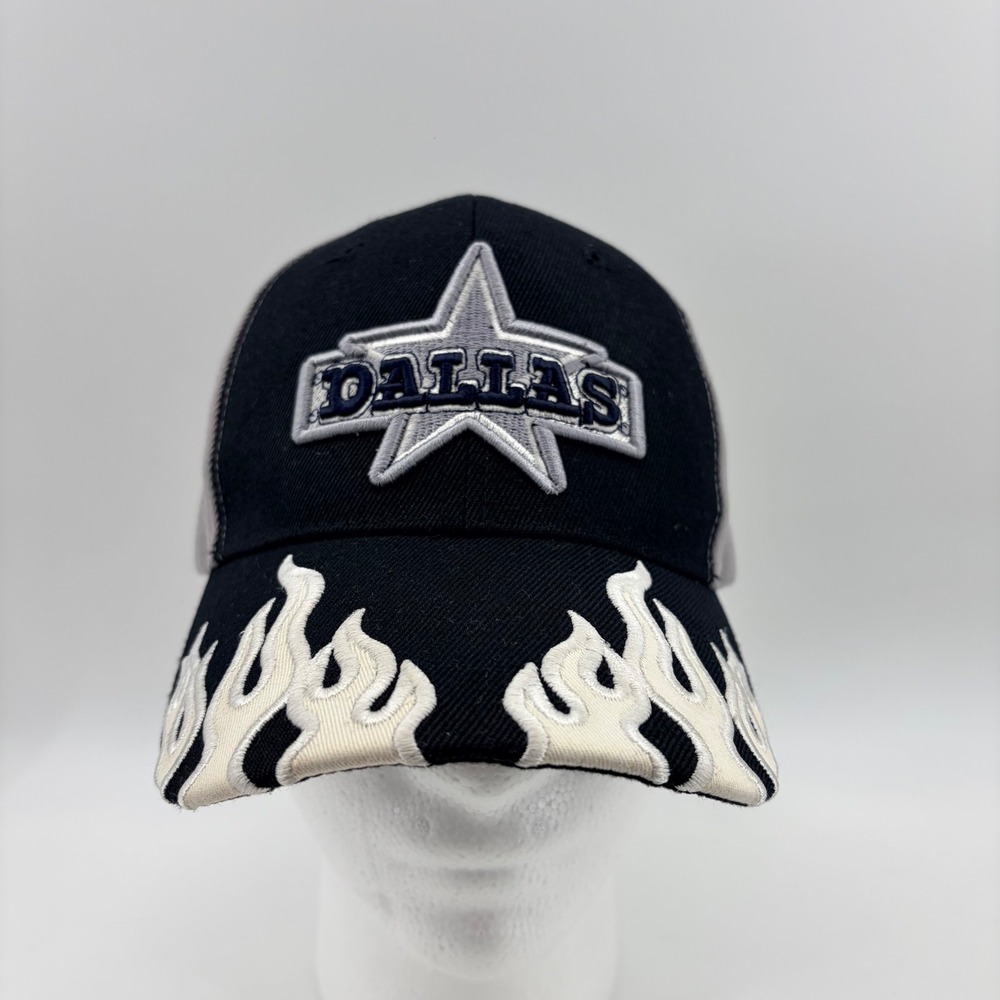 Vintage Dallas Cowboys Star Flame Hat Black Embroidered Y2K Streetwear Cap